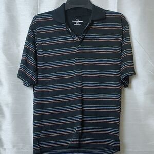 Grand Slam Black Polo Shirt with Modern Stripes